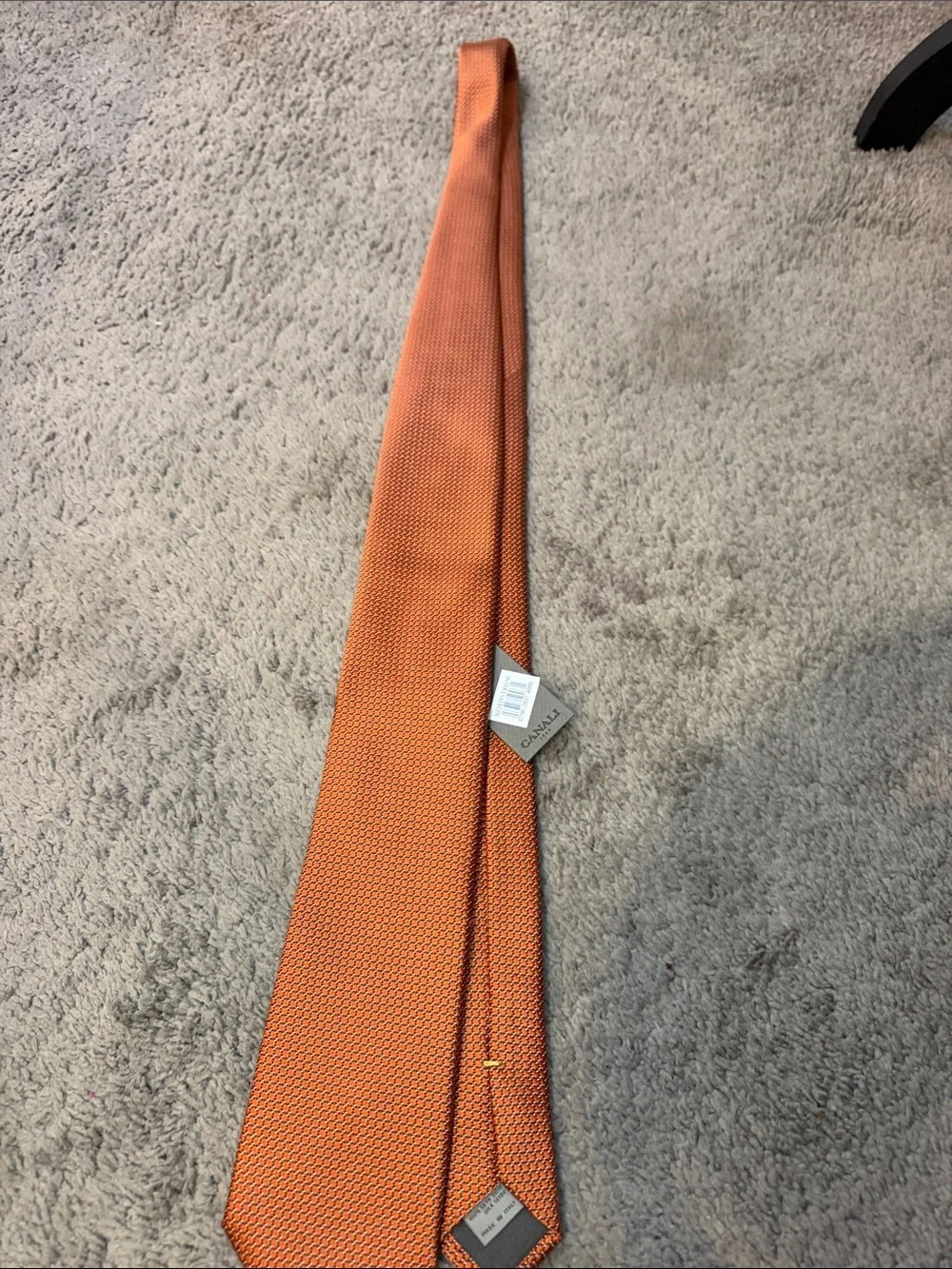Canali Burnt Orange Textured 100% Silk Tie